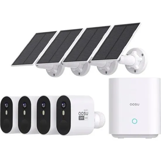 Aosu SolarCam System Max 4-kamera solenergi overvågning