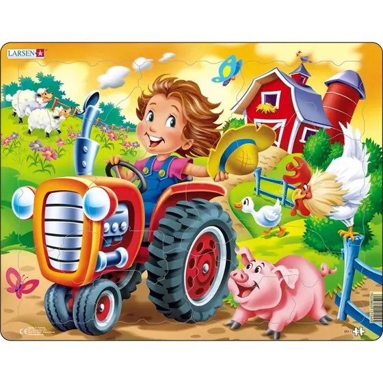 Larsen Puzzles Barn på traktor – 15 brikker Maxi (36,5x28,5 cm)