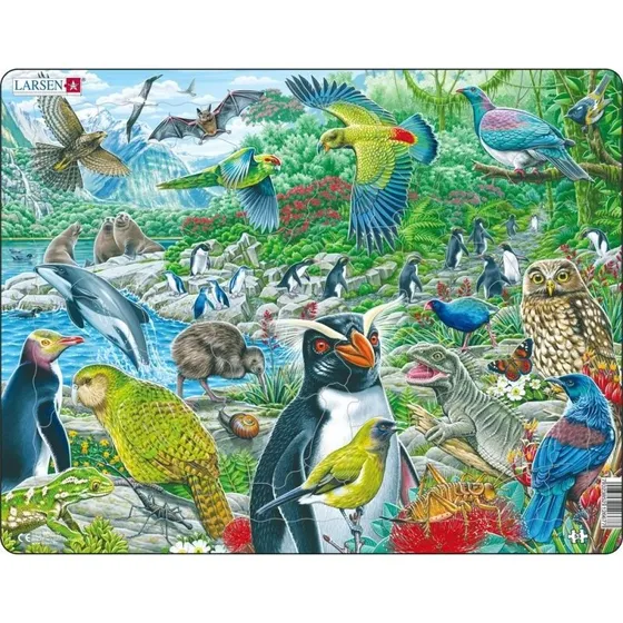 Larsen Puzzles Dyreliv i New Zealand – 53 brikker Maxi (36,5x28,5 cm)