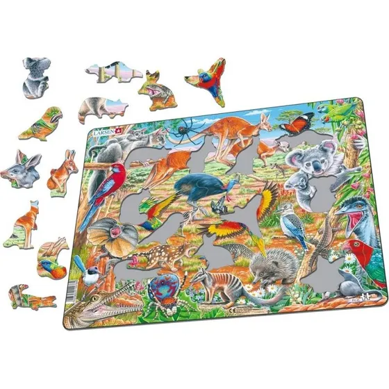 Larsen Puzzles Australske Dyr - 60 Brikker Maxi (36,5x28,5 cm) Floor