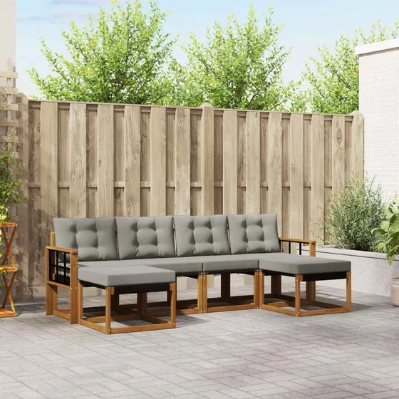 vidaXL Udendørs Sofagruppe 6 pc Naturlig/Lys Grå