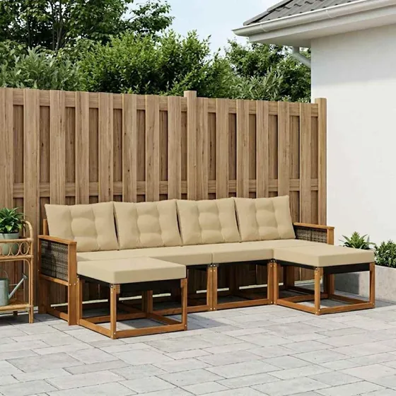 vidaXL Udendørs Sofagruppe 6 pcs Naturlig/Beige
