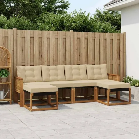 vidaXL Udendørs Sofagruppe 6 pcs Naturlig/Beige