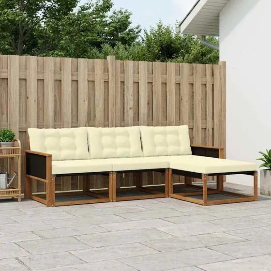 vidaXL Udendørs Sofagruppe 4-del 4 pcs Naturlig & Fløde