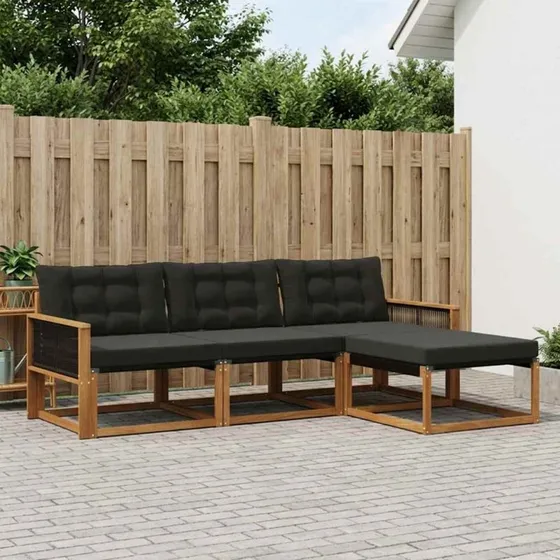 vidaXL Udendørs Sofagruppe 4-pces Naturfarvet og Sort