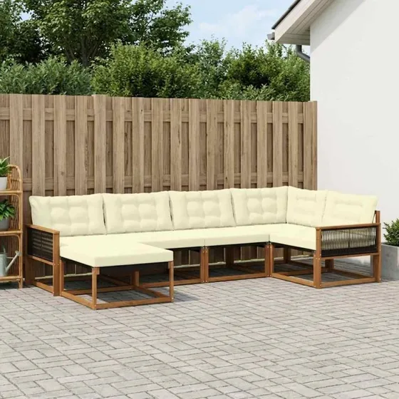 vidaXL Udendørs Sofagruppe 6 pcs Naturlig & Fløde