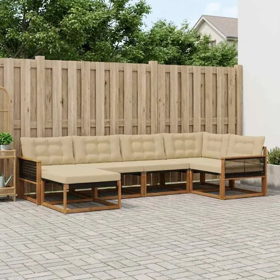 vidaXL Udendørs Sofagruppe 6-del, Naturlig & Beige