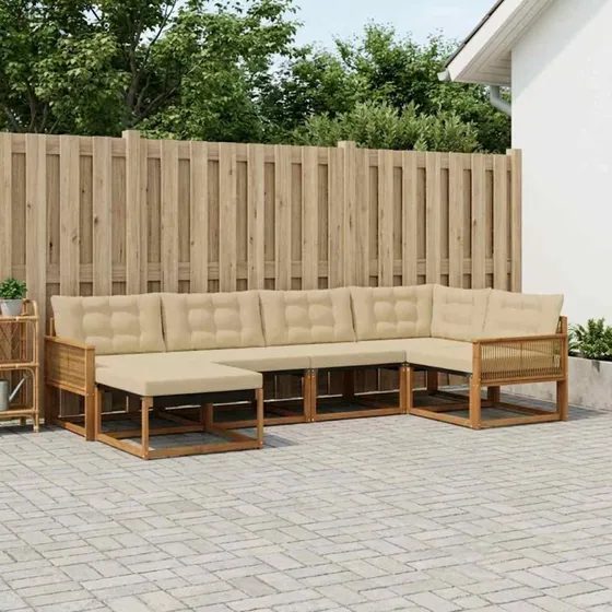 vidaXL Udendørs Sofagruppe 6 pcs Naturlig/Beige