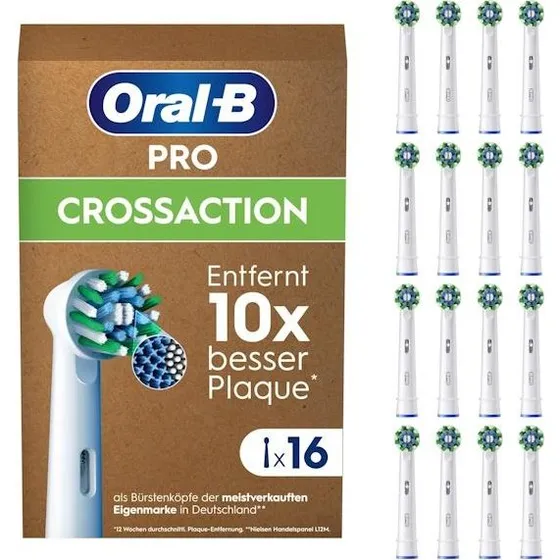 Oral-B Pro CrossAction Børstehoveder Hvid, 16 stk.