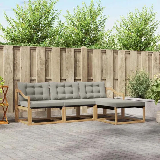vidaXL Udendørs Sofagruppe 4-del 4 pcs Hvid og Lysegrå