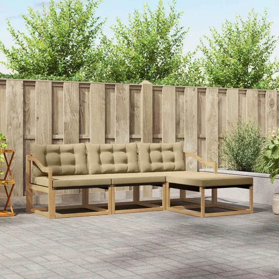 vidaXL Udendørs Sofagruppe 4-del, Hvid og Beige