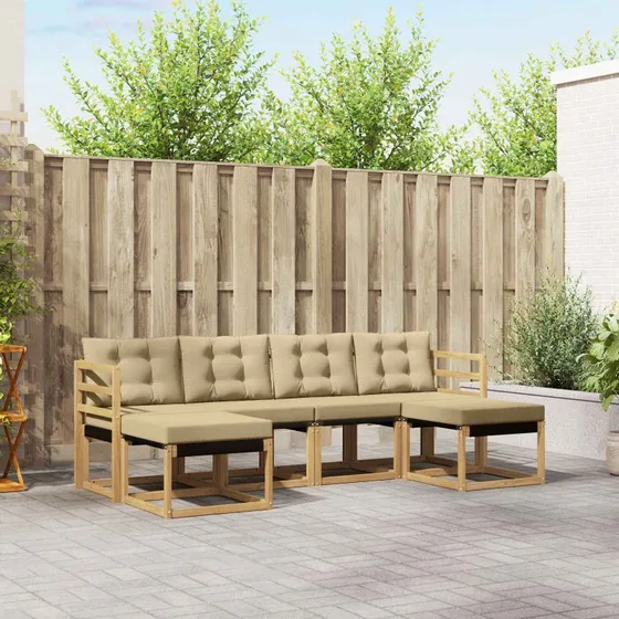 vidaXL Udendørs Sofagruppe 6-pces Hvid og Beige