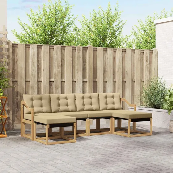 vidaXL Udendørs Sofagruppe 6 pc Hvid og Beige
