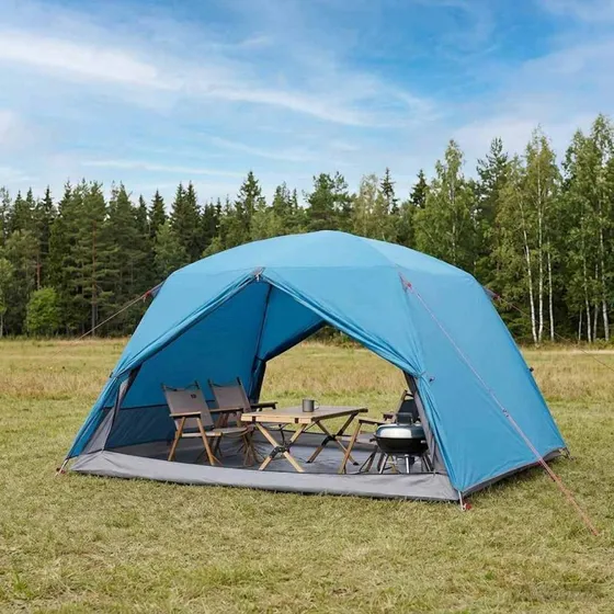 vidaXL Blå 4-personers Backpacking Telt 185T Polyester med PU-Coating