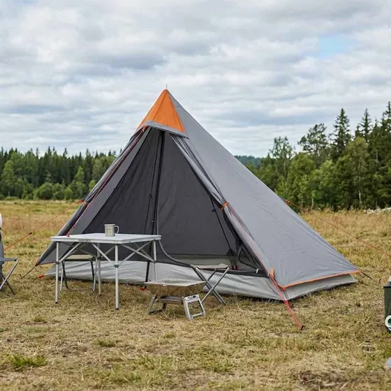 vidaXL Backpackingtelt Grå og Orange 222 x 85 x 125 cm