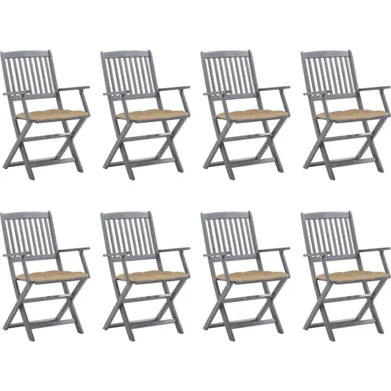 vidaXL Foldbare Havestole 8 stk. Gråvasket Akacietræ