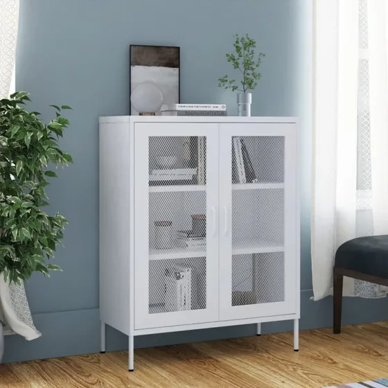 vidaXL opbevaringsskab 80x35x101,5 cm stål hvid