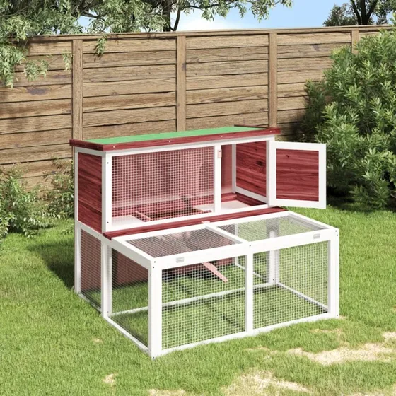 vidaXL Kaninbur 102x90x84,5 cm mokkafarvet massivt fyrretræ