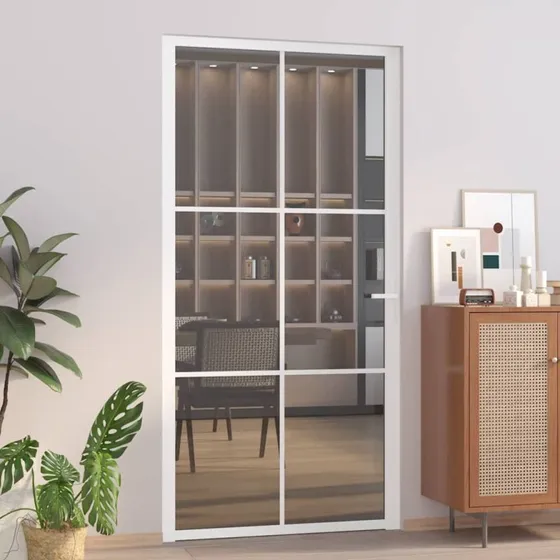 vidaxL dør 102,5x201,5 cm sikkerhedsglas og aluminium hvid