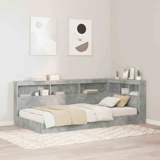 vidaXL Bogreol Seng Beton Grå 75 x 190 cm Konstrueret Træ
