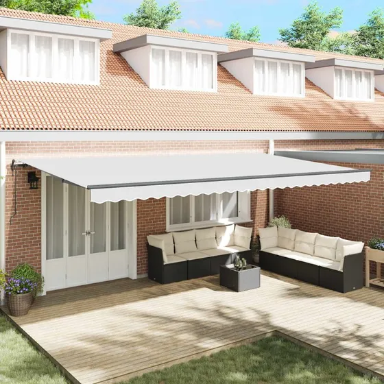 vidaXL Utrækkelig Markise Hvid 600×300 cm Stof & Alu