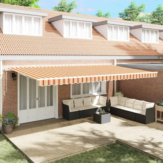 vidaXL Elektrisk Utrækkelig Markise 600 × 350 cm Gul/Orange