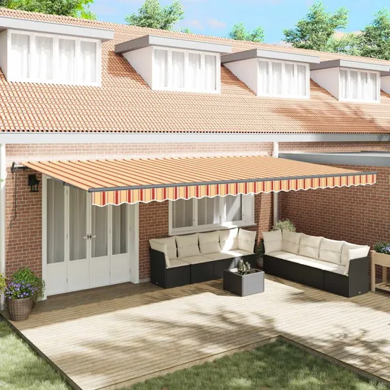 vidaXL Utrækkelig Markise Gul og Orange 600 × 350 cm
