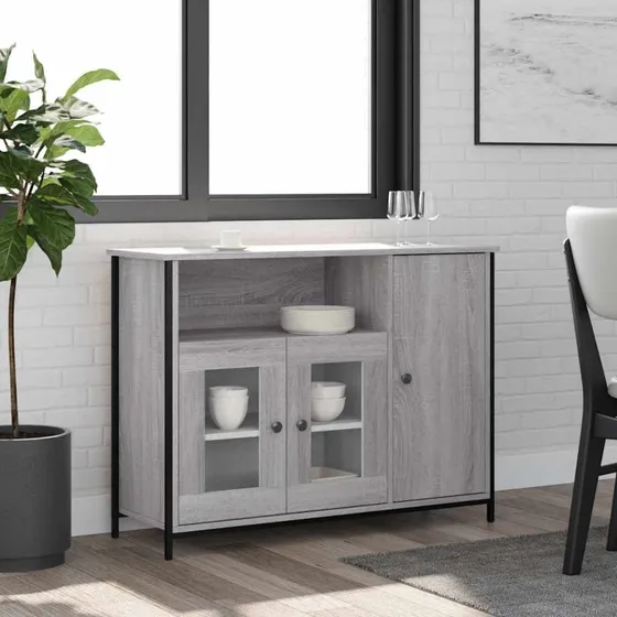 vidaXL Skænk 100x35x75 cm Konstrueret Træ Grå Sonoma-Ege