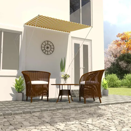 vidaXL Foldemarkise 150x150 cm gul og hvid