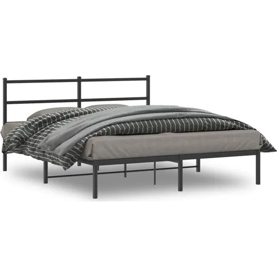 vidaXL Sengeramme med Sengegavl 150x200 cm, Metal, Sort