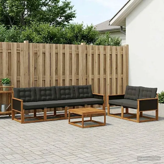 vidaXL Udendørs Sofagruppe 7 pcs Naturfarvet og Sort