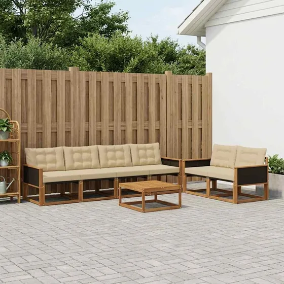 vidaXL Udendørs Sofagruppe 7 pcs Naturlig/Beige
