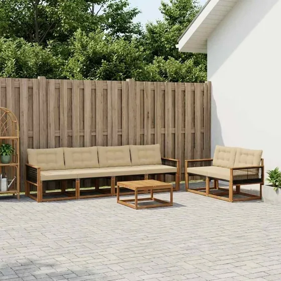vidaXL Udendørs Sofagruppe 7 pc Naturlig/Beige