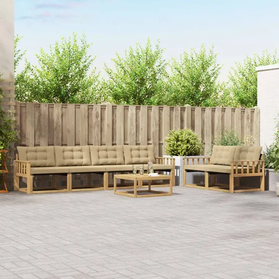 vidaXL Udendørs Sofagruppe 7 stk Hvid/Beige 79x79x37 cm