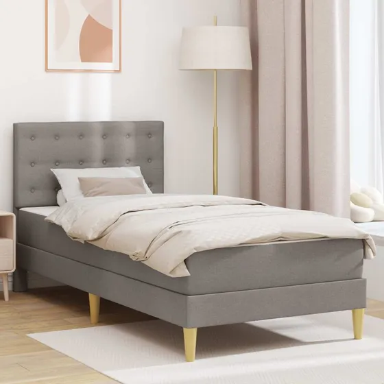 vidaXL Sengeramme med madras og hovedgærde Gråbrun 90 x 190 cm