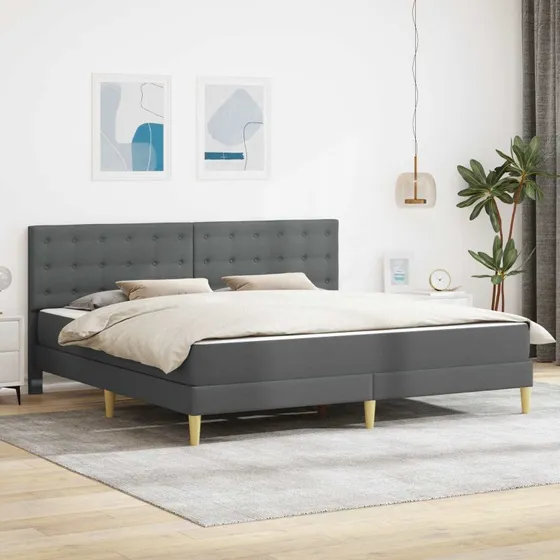 vidaXL Sengeramme med Madras og Hovedgærde, Mørkegrå, 180 x 200 cm