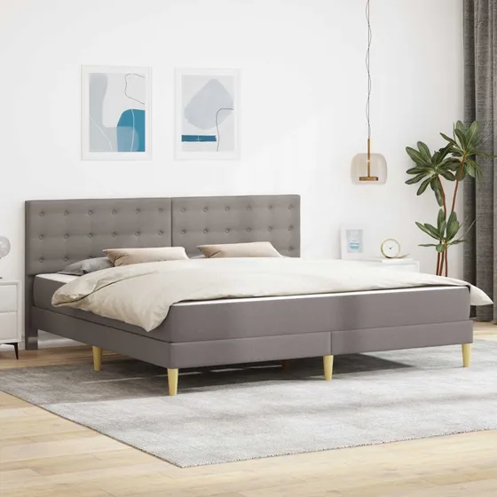 vidaXL Sengeramme med Madras og Hovedgærde Gråbrun 180x200 cm