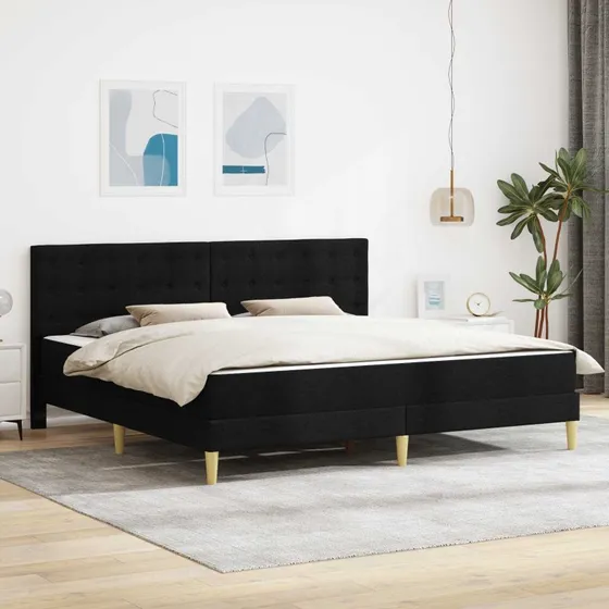 vidaXL Sengeramme med Madras og Hovedgærde, Sort 200 x 200 cm
