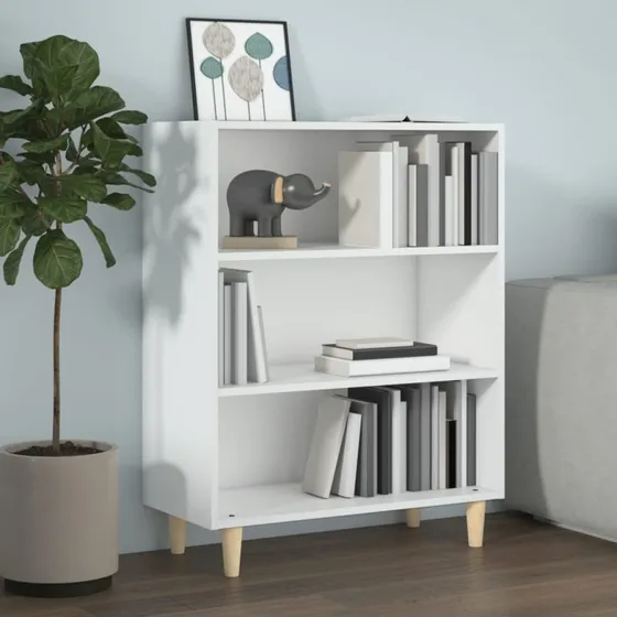 vidaXL Skænk 69,5x32,5x90 cm Konstrueret Træ Hvid Højglans