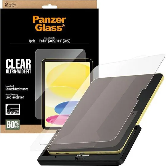 PanzerGlass Skærmbeskyttelse iPad 11" (2025-2026) / 10,9" (2022) – UltraWide Fit med FastFit værktøj