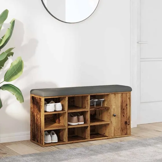 vidaXL Skobænk 102x32x50 cm Konstrueret Træ Antikt Træ