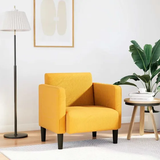 vidaXL Sofastol med armlæn 54 cm lysegul fløjlsstof