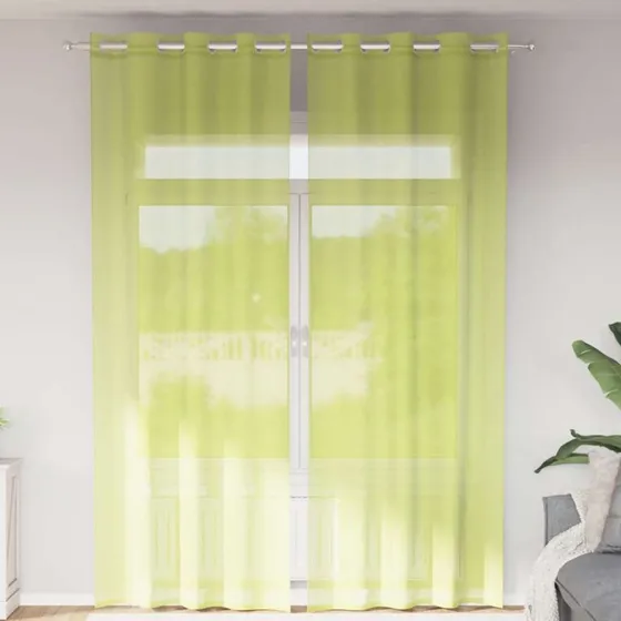 vidaXL Voile-gardiner med øskner 2 stk. 140x260 cm æblegrøn