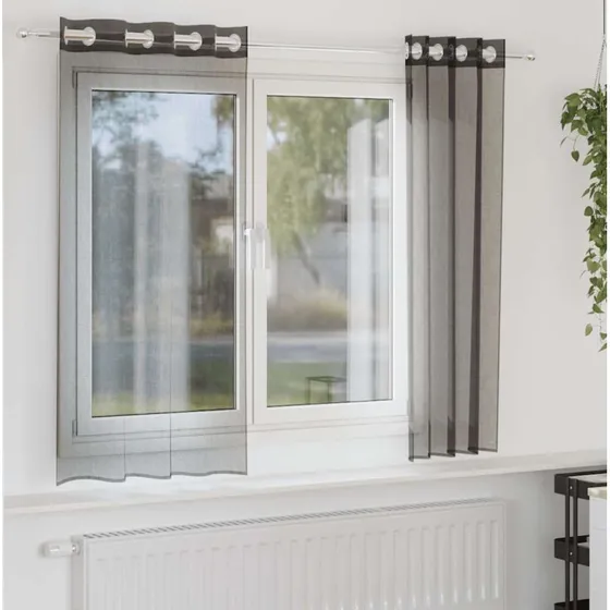 vidaXL Voile-gardiner med øskner 2 stk. 140x140 cm sort