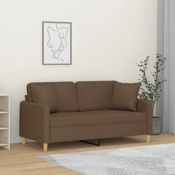 vidaXL 2-personers sofa med pyntepuder 140 cm brun