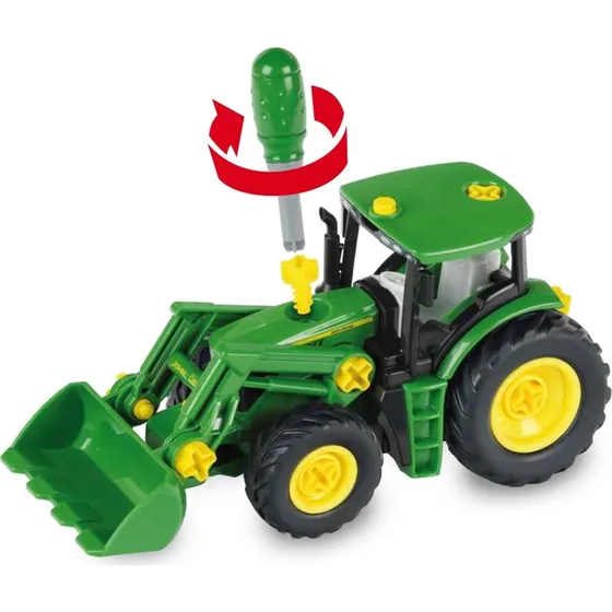 John Deere Traktor med Frontlæsser & Vægt 1:24, Grøn/Gul