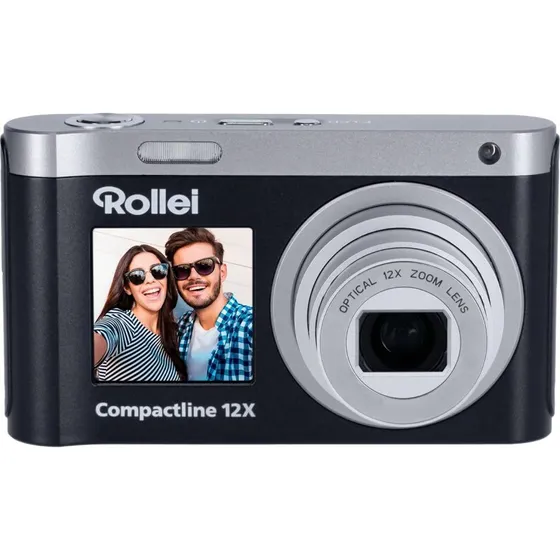 Rollei Compactline 12X 64 MP Sort Kompaktkamera med 4K