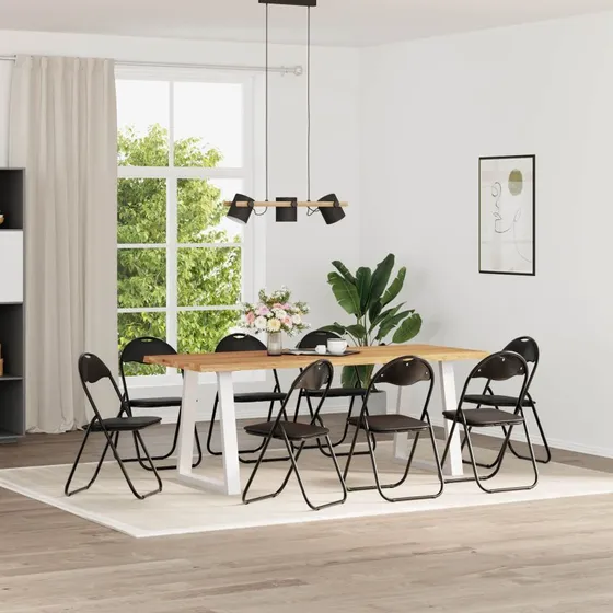 vidaXL Sammenklappelig Stol 8 stk Sort Faux Læder 48 x 43,5 x 81 cm
