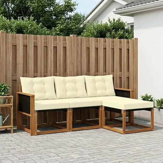 vidaXL Udendørs Sofagruppe 4 pc Naturlig & Fløde