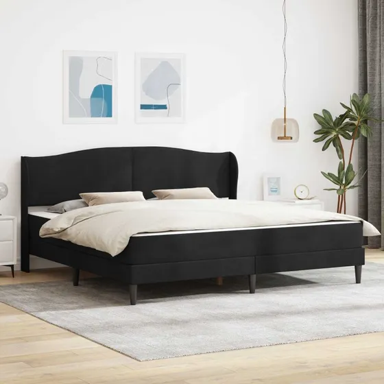 vidaXL Sengestel med Hovedgærde, Sort, 200 x 200 cm, Fløjl